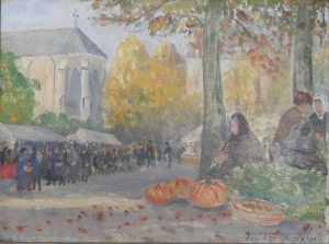 The Pumpkin Seller signed and date 1919